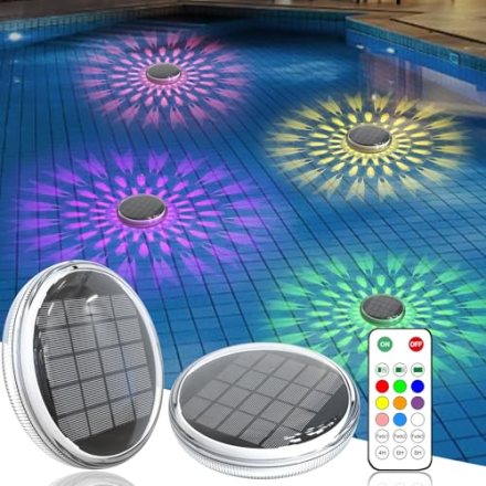 Solar — Solar Powered Floating Pool Lights(2 Pack), Pool Lights That Float with Remote C