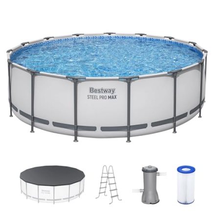 Bestway — Bestway Steel Pro MAX 15' x 48" Above Ground Pool, Round Metal Frame Outdoor Swi