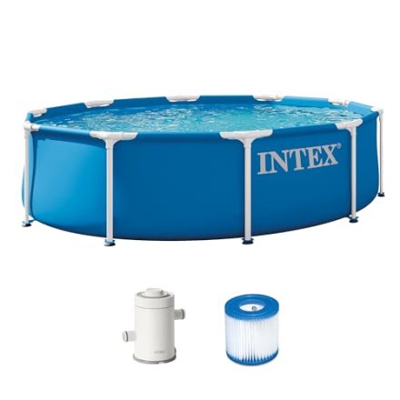 INTEX — INTEX Metal Frame 10 ft x 30 in Above Ground Pool Set, Round Swimming Pool with 