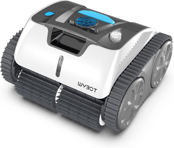 WYBOT cordless robotic pool cleaner with tracked wheels
